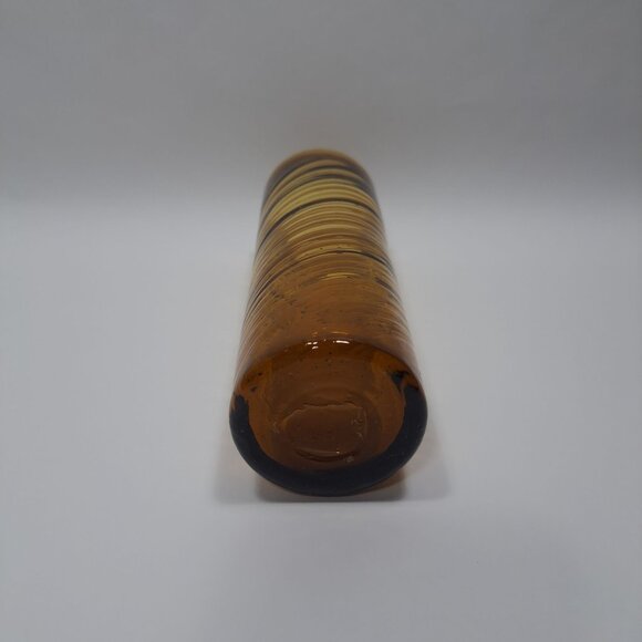 Mexican Hand Blown Amber Swirl Glass Tumbler Vintage Rustic Design Rare - Picture 6 of 10